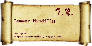Temmer Mihály névjegykártya